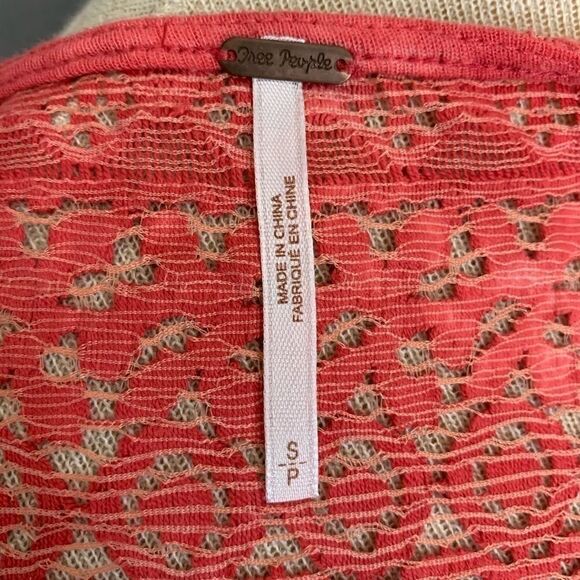Red Maxi Dress Free People Bleach Dye Crocheted Lace Back Cotton Size Small - Picture 7 of 9